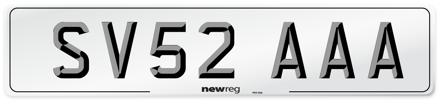 SV52 AAA Number Plate from New Reg